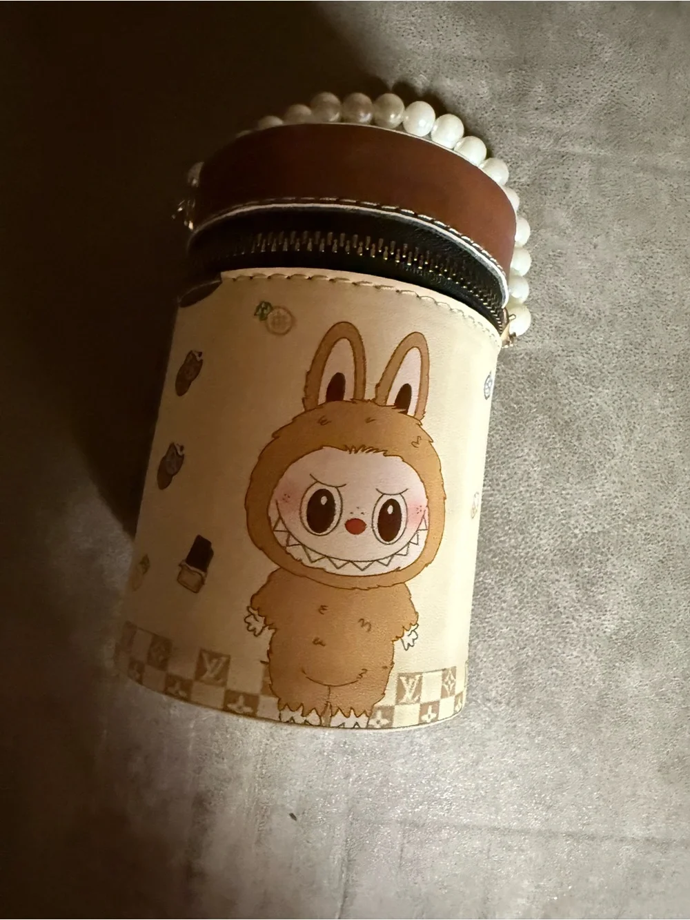 Cute Bunny Monster Jewelry or Accessory Case - Cream & Brown